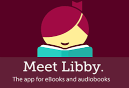 Girl smiling and reading. Meet Libby. The one-tap reading app from your library.