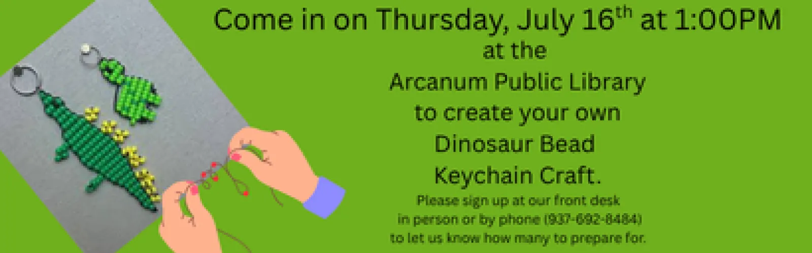 Keychains made from beads in shapes of dinosaurs