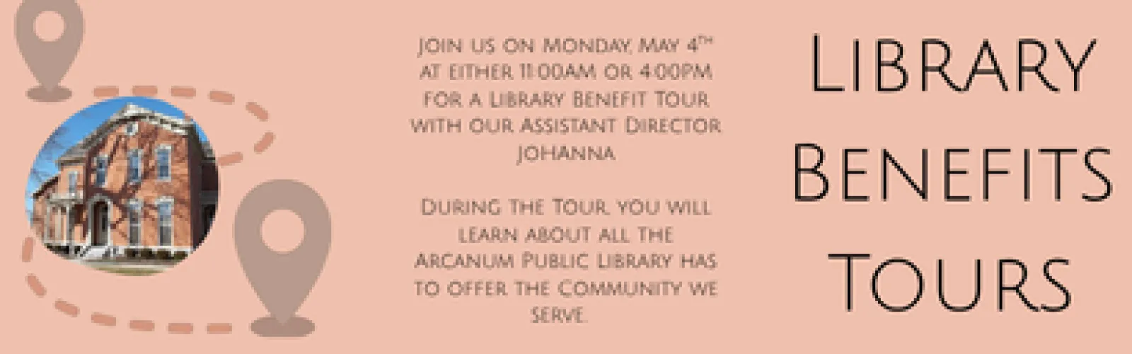 Library Building Exterior and Map of Destinations